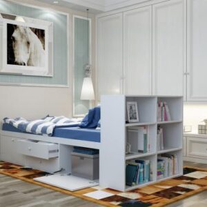 تخت یک نفره اسپرت کتابخانه دار با کشو BS103