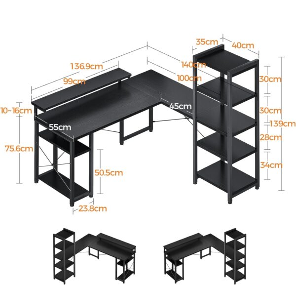 میز کامپیوتر ال شکل پایه فلزی MC108